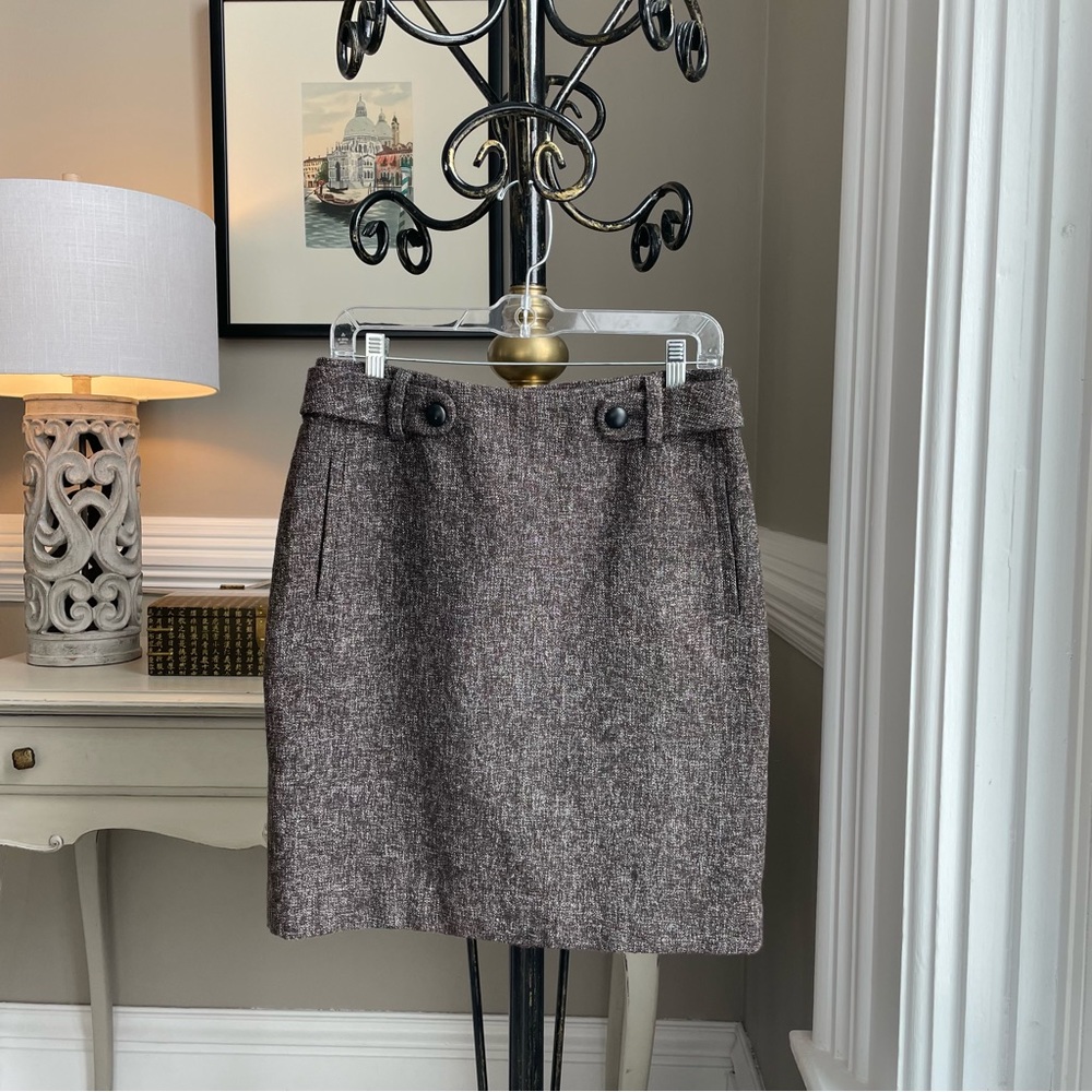 Banana Republic Skirt Women’s 6 Brown Tweed Wool Blend Short Skirt with Pockets